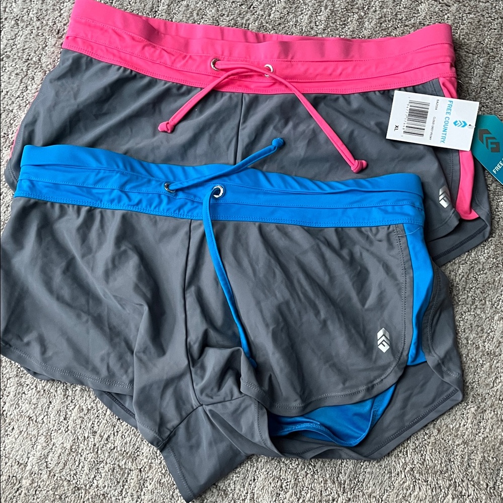 Bundle Free Country Women's Athletic/Swim Shorts- Pink, Gray, Blue Sz XL